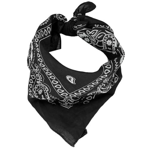 6 Pack Pure Cotton Bandana, Multi-Purpose Square Handkerchief, Face Mask headband for Men and Women - color: Black