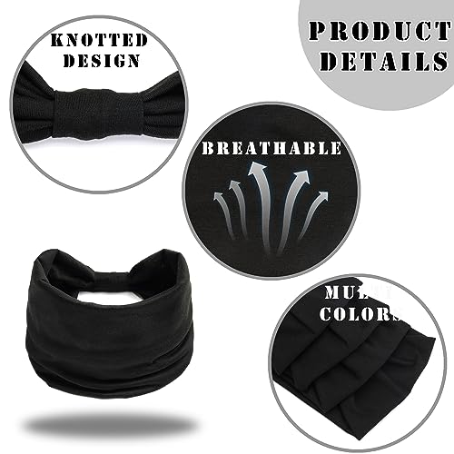 FULZTEY Black Headbands for Women Wide Head Bands Stretchy Sport Yoga Workout Hairband Thick Boho Bandanas Knotted Turban Non Slip Hair Wrap Versatile Hair Accessories for Girls Pack of 4 - color: Style 16