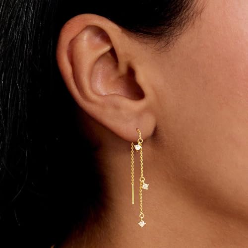 Gold Earrings for Women Trendy, Simple Dainty 14K Gold Plated Paperclip Square Chain Link Dangle Hoops Earrings Pin Stud Huggie Earrings Lightweight Hypoallergenic Minimalist Aesthetic Gold Jewelry for Christmas Gifts - color: style 1