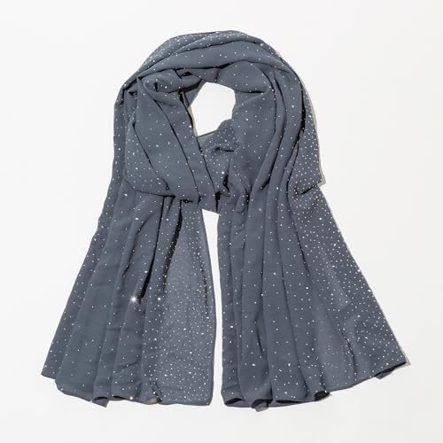 Shawls and Wraps for Evening Dresses Sheer Chiffon Women Elegant Soft Silky Sparkly Wedding Bridal Scarf - color: Drak Grey C