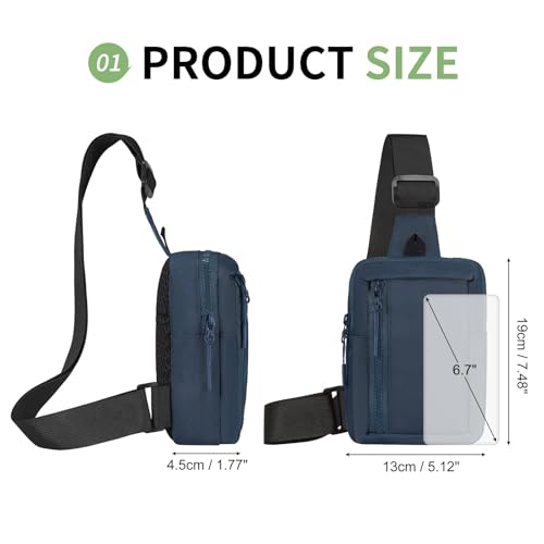 Mini Sling Bag for Men and Women, 7.5 Inch Small Anti Theft Crossbody Sling Backpack Nylon Chest Bag Fanny Pack for Travel Running Hiking (Dark Blue) - color: Dark Blue
