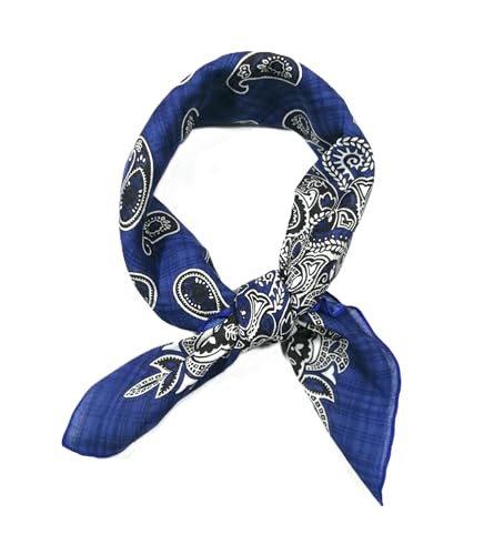Shanlin Unisex Floral Cotton Square Scarf Bandanas 22x22 inch - color: Paisley_blue