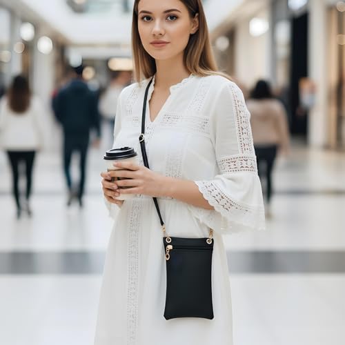 Hecila Crossbody Phone Bag for Women PU Leather Phone Bags Crossbody Purse Bag Small Shoulder Bags Mini Cellphone Wallet Purses Adjustable Shoulder Strap RFID Phones Case Wallet for Travel Shopping