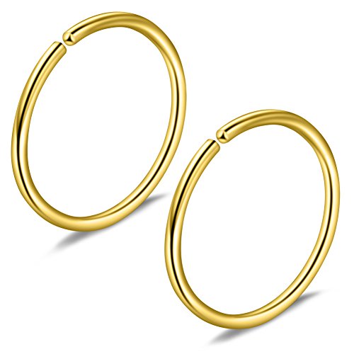Ruifan 6-30PCS Non Pierced Stainless Steel Clip on Closure Round Ring Fake Nose Lip Helix Cartilage Tragus Ear Hoop Earrings Jewelry 20G - color: 30PCS - Mix Color 1#