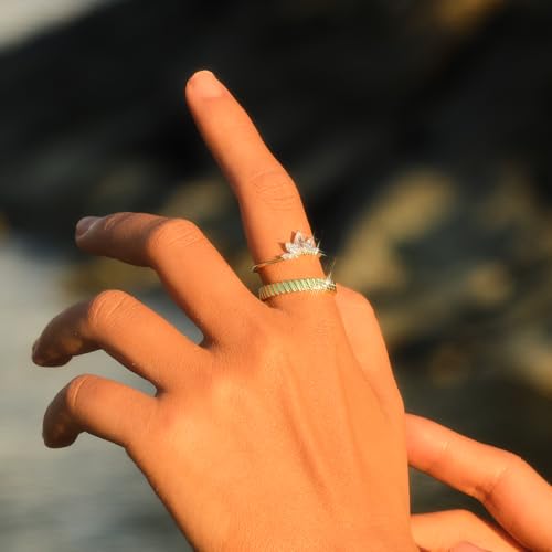 STORYJEWELLERY Gold Plated Marquise Rings for Women, Pinky Ring, Art Deco Ring, Vintage Cocktail Rings for Women, Marquise Wedding Band, Art Deco Jewelry
