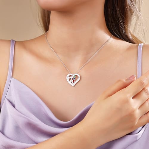 GLAMCARAT Personalized Mothers Necklace with Birthstones customized jewelry - style: 3 stones&names