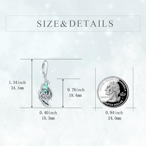 TIGER RIDER Abalone Shell 925 Sterling Silver Dangle Earrings Lightweight Filigree Dangle Drop Earrings for Women - style: wolf