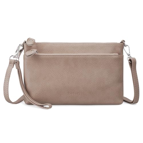 befen Genuine Leather Wristlet Clutch Wallet Purses with RFID Blocking, Small Crossbody Bags Shoulder Handbag for Women - color: Nude