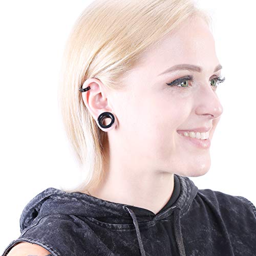 WBRWP 20/28pcs Ear Stretching kit Set: Hollow Hard/Soft Silicone Plugs and Tunnels Ear Expander Gauges Stretcher Body Piercing Jewelry - style: 20pcs Thick/Black