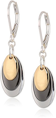 Nine West Women's Drop Earrings, Fashion Jewelry Accessories for Everyday and Special Occasion Wear, Lightweight Statement Earrings for Day and Evening Looks - color: Oval Shaky - Tri Tone