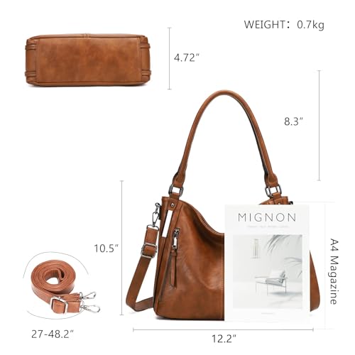 Shoulder Handbags for Women Large Soft Casual PU Leather Hobo Tote Purses - color: 01-yellow Brown