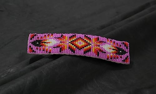 Beaded Hair Clips Native American Style Handmade Collection (Pink) - color: Pink