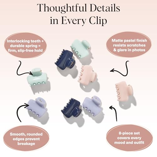 Kitsch Small Hair Clips for Women and Girls – Mini Claw Clips – Hair Accessories – Daily Styling, Recycled, Garden Bouquet | Ideal Gifts for Women – 8pc Set - color: Garden Bouquet