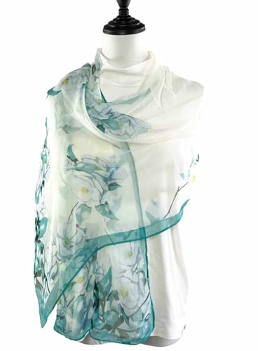 Xyueanlo Scarfs for Women Fashion Scarves Print Pattern Lightweight Sunscreen Scarf Wraps Shawls - color: Camellia Green