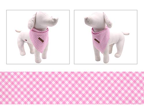 Lionet Paws Dog Bandana Washable Cotton Handkerchief Scarf Triangle Bandana for Small Medium Large Dogs Pink Grid - color: Pink Grid, size: Small (Pack of 1)