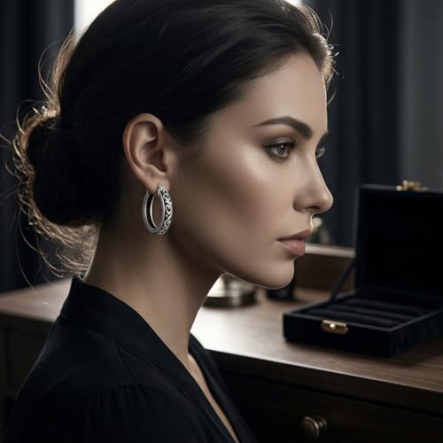 Vintage Filigree Hoop Earrings For Women Boho Engraved Statement Jewelry For Summer Daily Wear Party