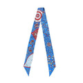 JERLA 100% Mulberry silk Scarf bag scarf Head Hair Ribbon Handbag Handle wrap Tie Bundle Neckerchief Scarf for women - color: Flower Blue