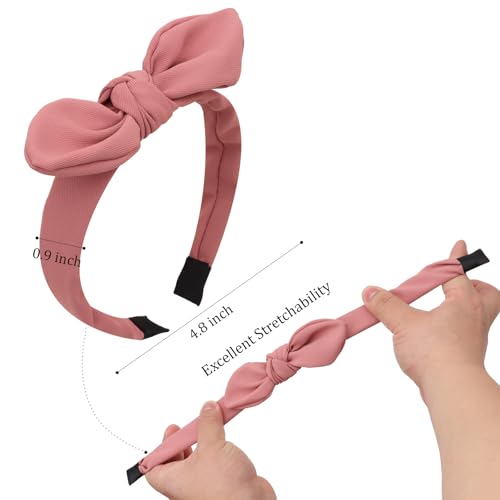 Jaciya Bow Headbands for Girls Women Hair Accessories Thin Headband with Bow Knotted Head Band Bunny Ears Hairband - color: Color 2