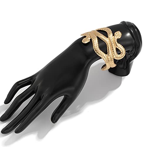 Caiyao Punk Exaggerated Viper Animal Serpent Swirl Snake Bangle Bracelet Gothic Open Adjustable Upper Arm Cuff Armlet Armband Bracelets for Women Men Bar Party Halloween Decoration Jewelry
