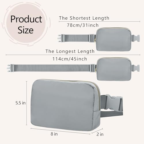 VOROLO Fanny Pack For Women And Men Crossbody Bag Belt Bag with Adjustable Strap Graduation Gifts Light Grey - color: Light Grey, style: 1 Pack Fanny Pack