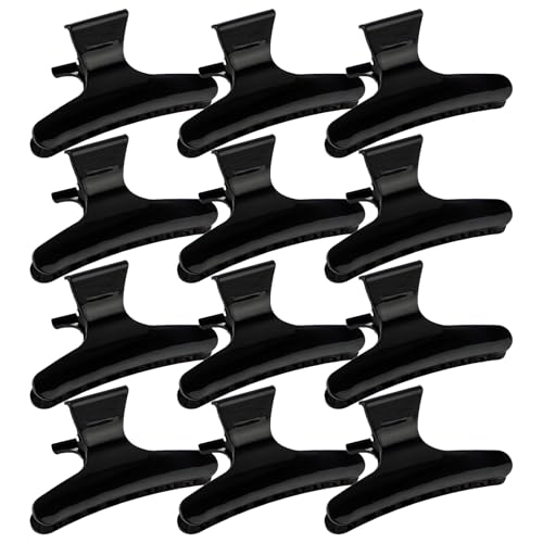 Ondder Hair Clips for Styling Sectioning Black Butterfly Hair Clips Clamps Claws Pro Salon Hair Clips for Cutting, Styling, Sectioning, Coloring Hair styling Clips Butterfly Clips Hair Accessories for - color: Black
