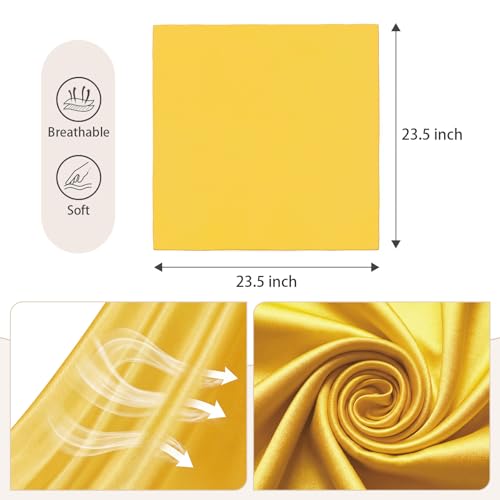 American Trends Women Silk Feeling Scarf Satin Head Scarves Square Wrap Neck Scarf Lightweight Silk Like Bandana - color: 02 Yellow