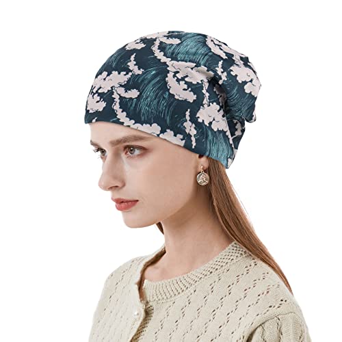 KAKU NANU Women Turban Chemo Beanies Pre Tied Caps Baggy Slouchy Headwear Sleep Scarf - color: Ocean Waves