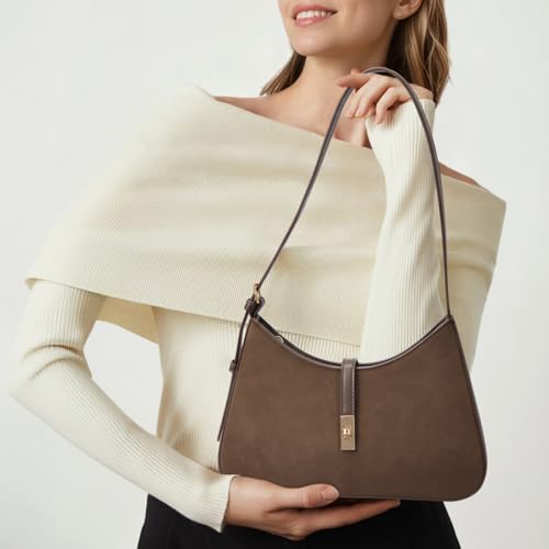CLUCI Suede Purses for Women, Shoulder Suede Bag with Adjustable Strap, Handbag Hobo Bags - color: B-suede-small