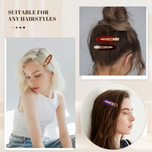 10 Pcs Creaseless No Crease No Bend Flat Hair Clips For Styling Non Slip Makeup Clips For Women Salon Hairstyle,Brown Purple Red - color: Brown Purple Red