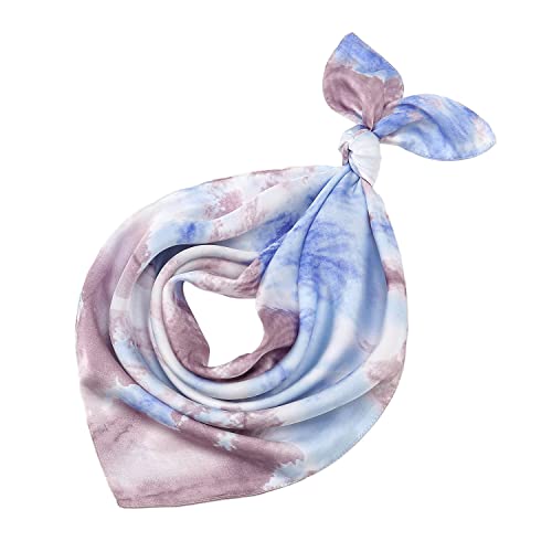 RIIQIICHY Women Head Hair Scarf Like Satin Silk Scarf Sleeping Hair Wrapping Night 27.5" - color: Light Blue/Purple/Bean Paste/White