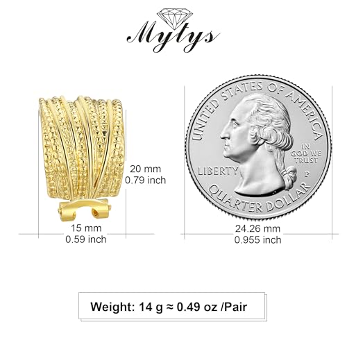 Mytys Two Tone Earrings for Women Gold and Silver Crossover Half Hoop Statement Earring Designer Stud Earrings - color: Gold