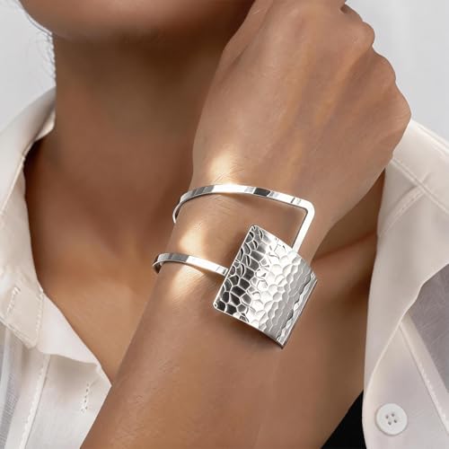 Bohemian Metal Bangle Bracelets for Women - 4 Colors (Silver/Black/Gold/Red) Adjustable Open Design, Versatile Stackable Jewelry for Daily Wear & Gifts - color: Silver