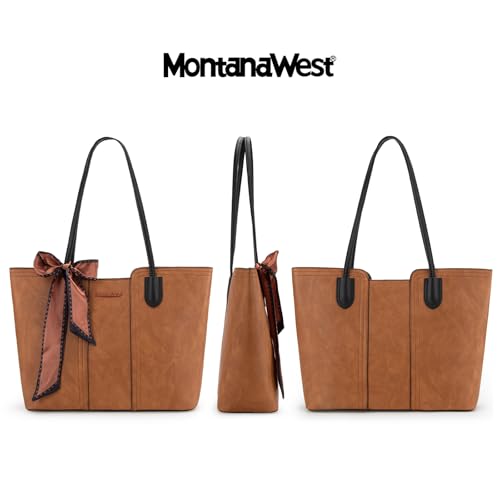 Montana West Tote Bags for Women Top Handle Satchel Purses - color: Amber Brown