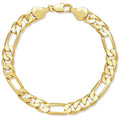 7mm Diamond-Cut Figaro Bracelet 14K Gold Link Bracelets Simple Trendy Non-tarnish Waterproof Gold Bracelets for Women and Men Fashion Accessories Jewelry Gift Unisex Lifetime Quality - color: 7mm Figaro Bracelet-7.5
