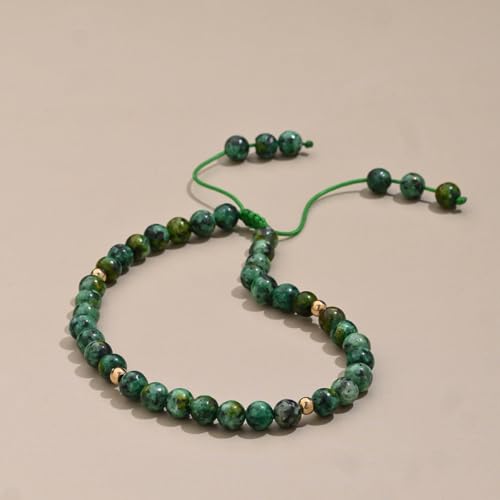 Softones 6mm Natural Stone Anklet for Women Gemstone Ankle Bracelets for Women Healing Energy Crystal Anklets Adjustable(8.5-10 Inches) - color: african turquoise