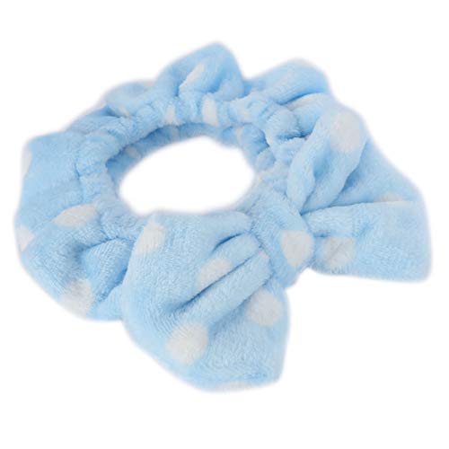 Hairizone Cosmetics Hair Band for Washing Face Shower Spa, Blue | Adjustable, Elastic, Big Bowknot, Wrap and Hold Hair, For Girls - color: Blue