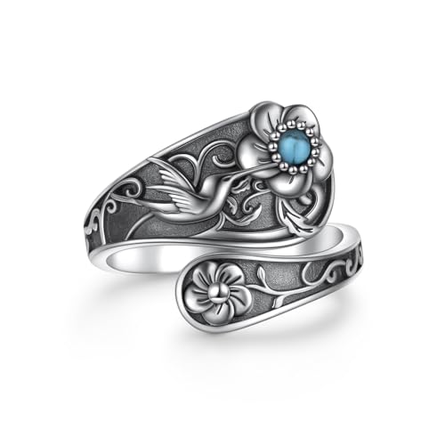 Yearace Spoon Ring for Women - Sterling Silver Victorian Vintage Oxidized Style Thumb Rings - Boho Statement Ring Jewelry Gifts - style: Hummingbird