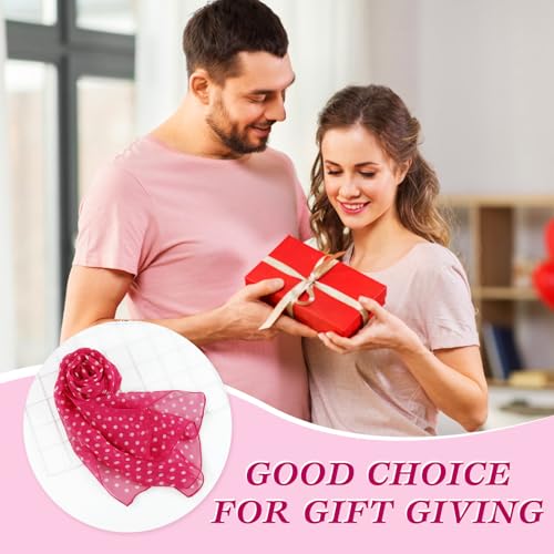 E-Clover Unique Fashion Women's Scarf Chiffon Sheer Scarves for Women Lightweight - color: Pink Polka Dot-01