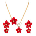 WCRAZYE Gold Flower Earrings Necklace Set for Women Boho Summer Daisy Floral Statement Earrings Brides Wedding Guest Dresses Jewelry - color: Red