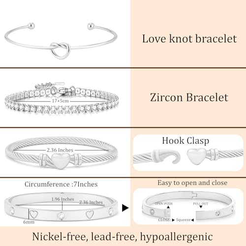 18 K Gold Plated Love Bangle Bracelet Stack Cuff Jewelry for Women Jewelry Set for Women Gift with Box - style: style12