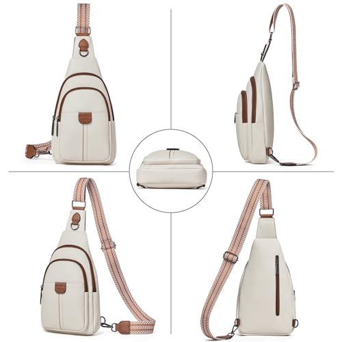 cakang Womens Sling Bag Crossbody Bags for Women Vegan Leather Sling Backpack Daypack Fanny Pack Crossbody Purse Travel - color: 4-white Brown