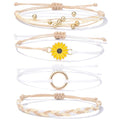 Sunflower Friendship Bracelets Boho Stackable String Bracelets Cute Trendy Gifts for Teen Girls Women - color: Ivory