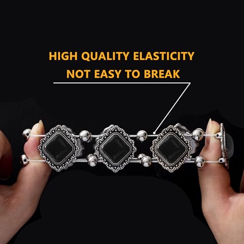 Turquoise Beaded Stretch Bracelets Bohemian Stackable Bracelets Y2K Summer Beach Bracelets Jewelry for Women - color: Black