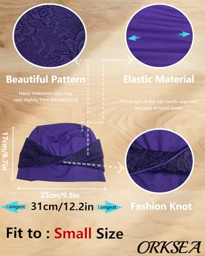 Chemo Headwear for Women Knot Beanies with Stretch Elastic Turbans Soft Cancer Hats Head Coverings Scarf Headwraps - color: Purple