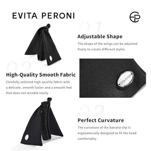 EVITA PERONI Banana Clip with Twistable Wings, Acetate Fabric Ponytail Holder No Damage Hair Clips for Thick Curly Hair Large Claw Clips Elegant Hair Accessories for Women, Apricot - color: Apricot
