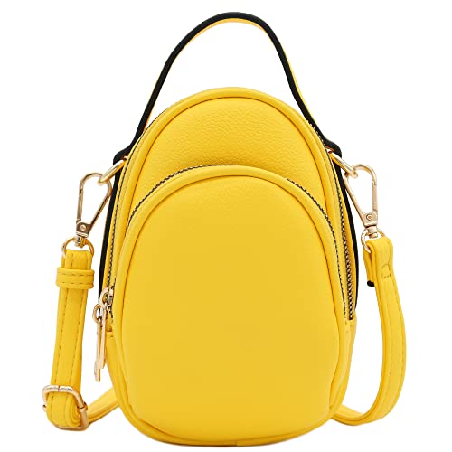 FashionPuzzle Two Compartment Mini Crossbody Bag | Two Compartment - color: Yellow