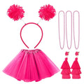 Hicarer 6 Pcs 4th of July Tutu Set Women Red White and Blue Accessories 250th Tutu Patriotic Costume Independence Day Favors - color: Rose Red