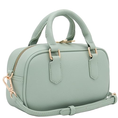 FashionPuzzle Mini PU Leather Satchel Purse Top Handle Crossbody Bag - color: Mint