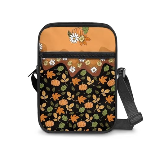 Womens Crossbody Bag Cell Phone Purse Wallet Small Shoulder Handbag for Workout Travel Gym - color: Maple Leaf Pumpkin