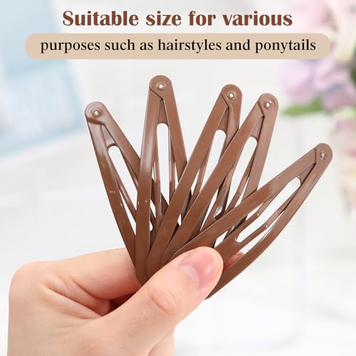 WILLBOND 30 Pieces 3.1 Inch Large Metal Snap Hair Clips Nonslip Barrettes Women Hair Accessories (Brown) - color: Brown, style: Minimalist